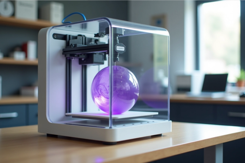 Enclosed FDM 3D printer printing a complex model—ideal environment for 1.75 mm ABS.
