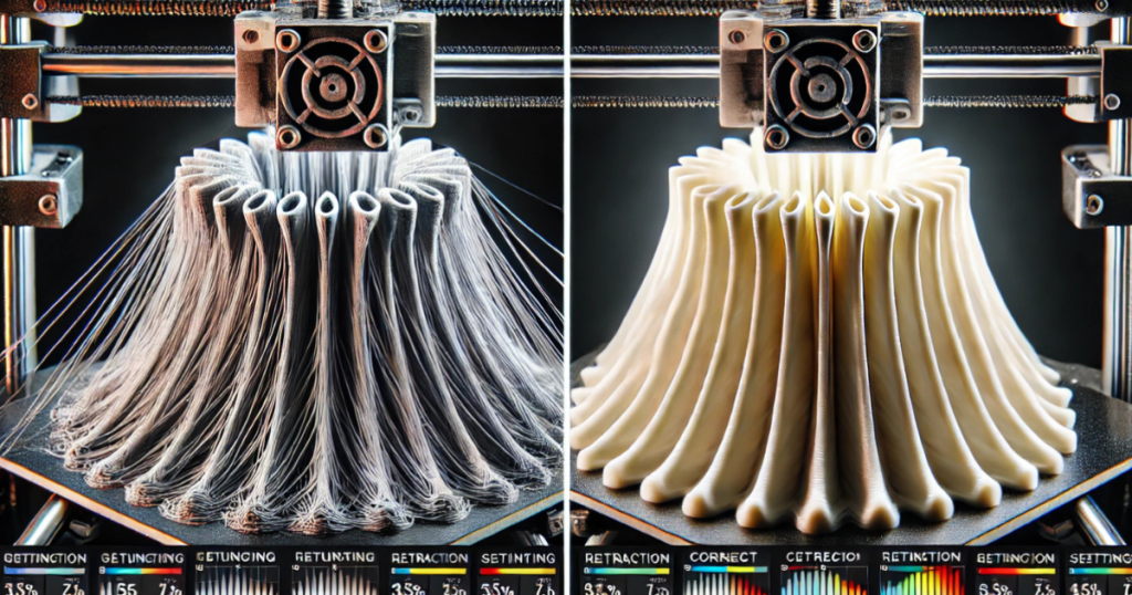 Multiple TPU calibration models and functional parts used to compare retraction performance across different settings.