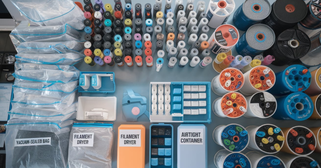 Aesthetic image representing precision and care in filament storage—symbolizing how organization, innovation, and practicality protect creativity.