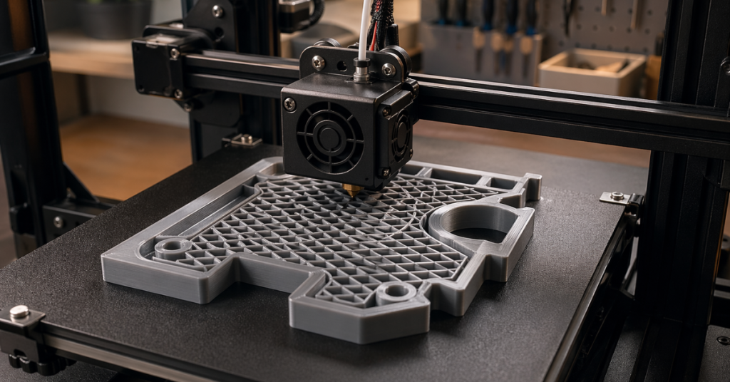 3D printer producing a detailed lattice structure with clean lines and reduced TPU stringing